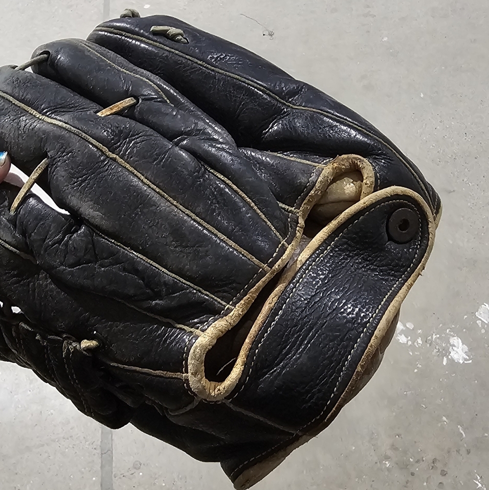 Vintage Black Leather Baseball Glove